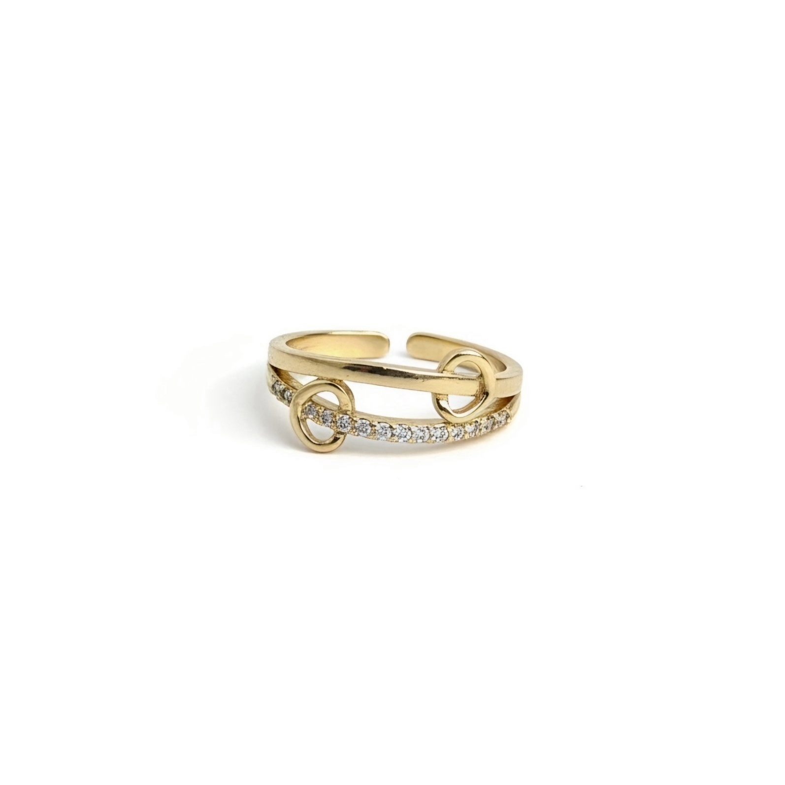 Interlocking Loop Gold Adjustable Ring